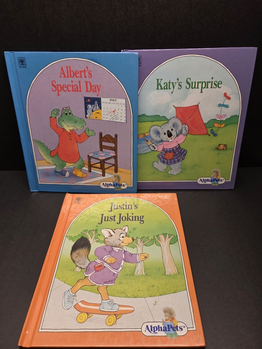 Lot Of 3 AlphaPets Books - A,J,K - Grolier Vintage 1990, 1991 Good Condition